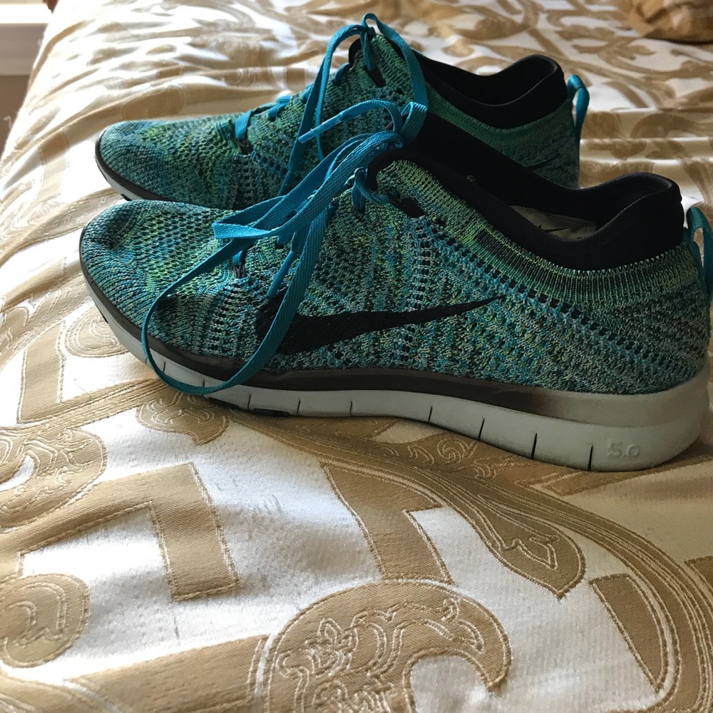 Blue knit Nikes